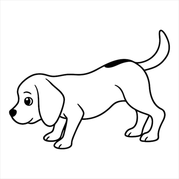 Arte de la línea de Beagle Crouching