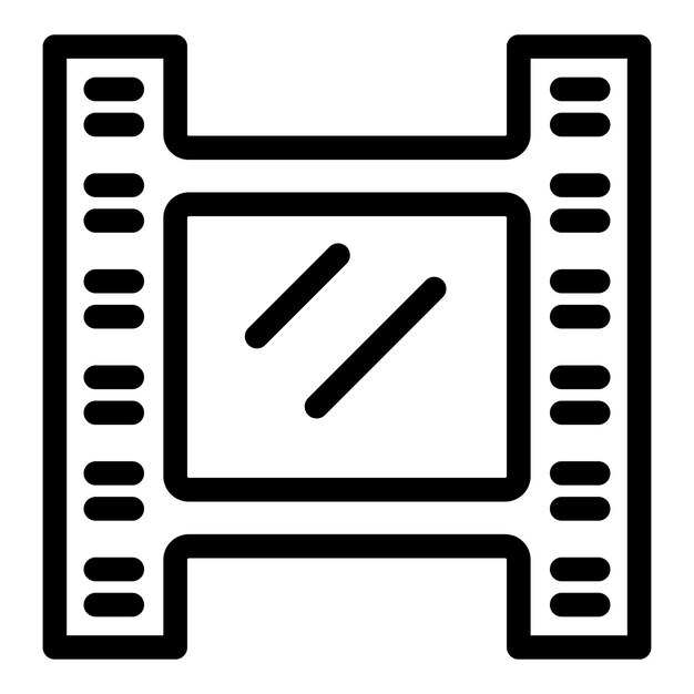 Arte de línea en blanco y negro de un icono de tira de película adecuado para diseños y conceptos multimedia