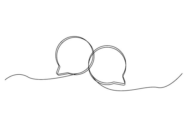 Arte de línea de burbujas de chat Diseño de burbuja de habla minimalista Dibujo de contorno continuo