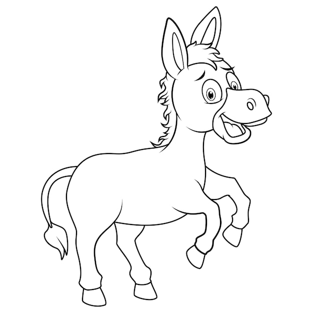 Arte de línea de burro lindo de dibujos animados