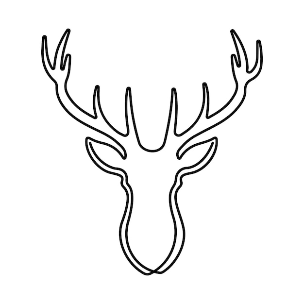 Arte de una línea de cabeza de ciervo Arte vectorial de dibujo manual de una línea continua de cabeza de cervo