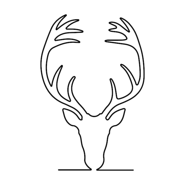 Arte de una línea de cabeza de ciervo Arte vectorial de dibujo manual de una línea continua de cabeza de cervo