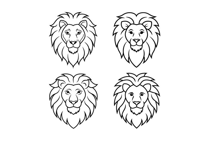 arte de la línea de la cabeza del león icono del logotipo ilustración vectorial