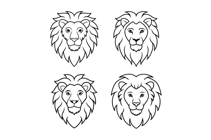 arte de la línea de la cabeza del león icono del logotipo ilustración vectorial
