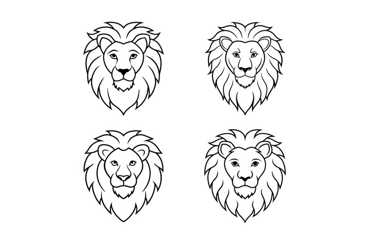 arte de la línea de la cabeza del león icono del logotipo ilustración vectorial