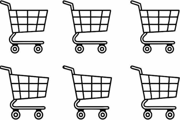 Arte de línea de carrito de compras vacío hermosa ilustración de mercado