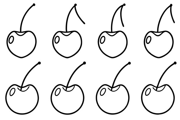 Arte de la línea de cereza dibujo simple y elegante