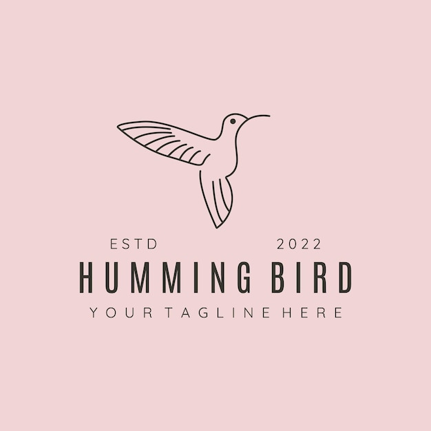 arte de línea de colibrí logotipo diseño de ilustración de símbolo vectorial