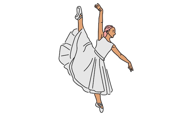 arte de línea color de la mujer bailarina de ballet ilustración vectorial