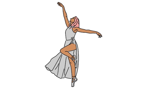 arte de línea color de la mujer bailarina de ballet ilustración vectorial