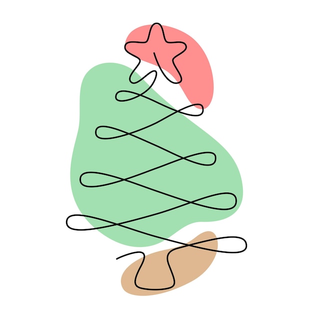 Arte de una línea continua de árbol de navidad. estilo lineal y logo dibujado a mano. feliz navidad y próspero año nuevo concepto.