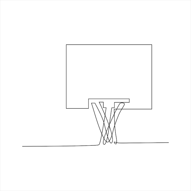 Arte de línea continua de aro de baloncesto.