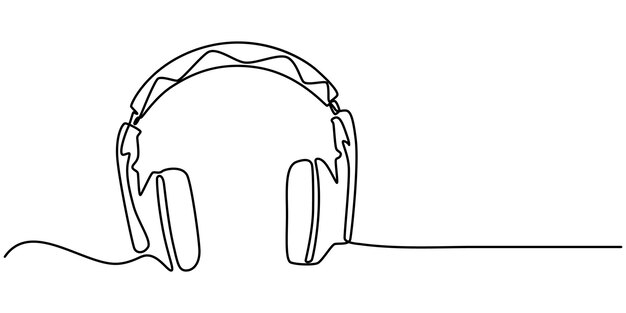 arte de línea continua de los auriculares dispositivo de altavoz gadget dibujo continuo de una línea de auriculares