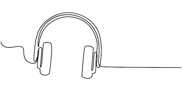 arte de línea continua de los auriculares dispositivo de altavoz gadget dibujo continuo de una línea de auriculares