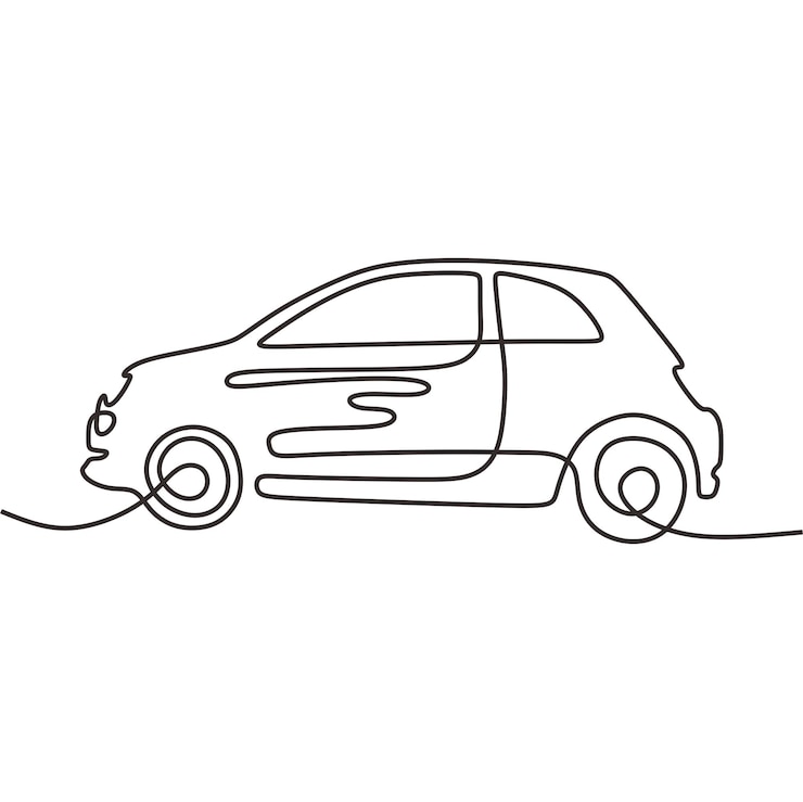 Vector arte de línea continua automóvil automotriz línea negra dibujo conceptual