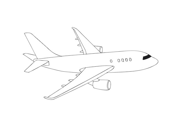 Arte de línea continua de un avión Ilustración minimalista de viajes y aviación