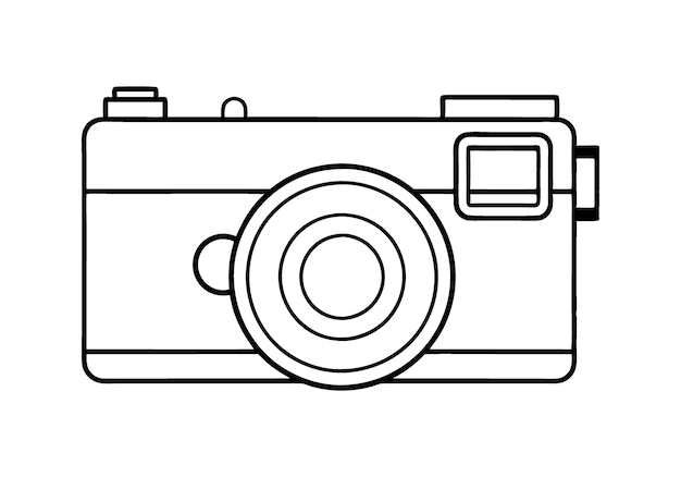 El arte de la línea continua de una cámara vintage
