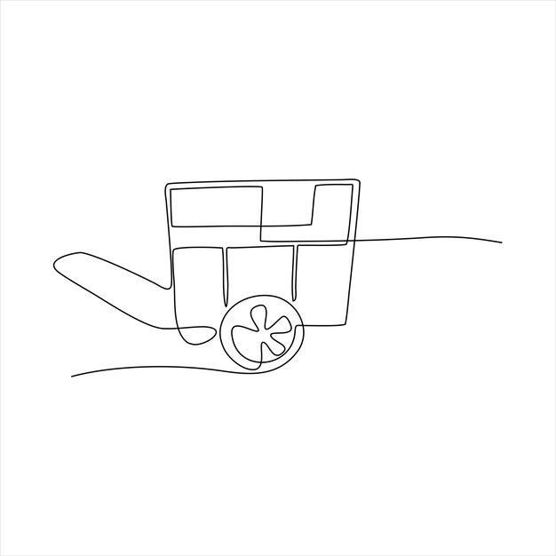 arte de línea continua de un carro