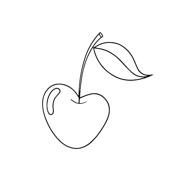 Arte de línea continua de cereza aislado en fondo blanco