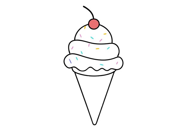 Arte de línea continua del cono de helado Ilustración minimalista de postres y golosinas de verano