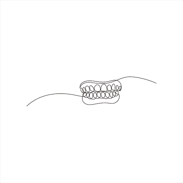 Vector arte de línea continua de dientes