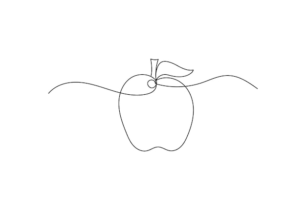 Arte de línea continua diseño de manzana concepto de frutas arte de línea continua ilustración vectorial