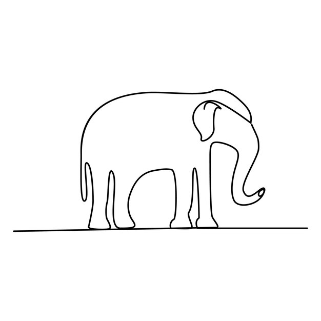 Arte de una línea continua de elefante e ilustración de arte vectorial de contorno