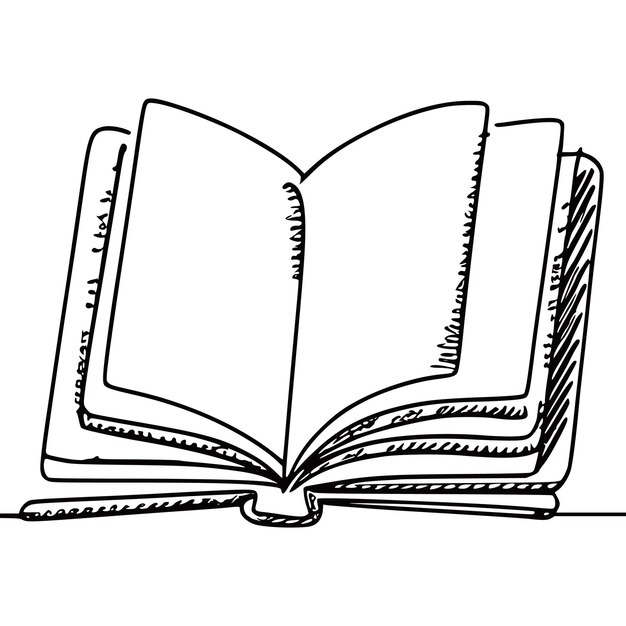 Arte de línea continua Estilo lineal sencillo de libro abierto