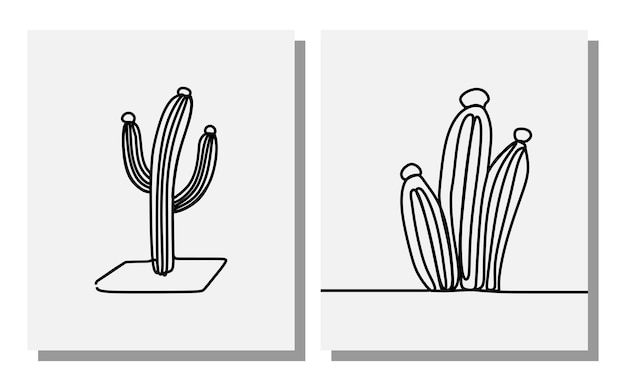 Arte de línea continua de flor de cactus