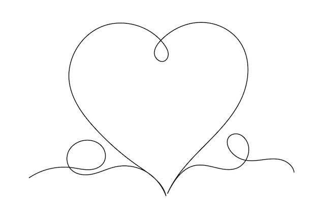 Arte de línea continua forma de corazón ondulado icono silueta romántica contorno decoración para el día de San Valentín o la boda