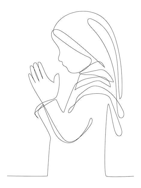 Arte de línea continua de hermosas mujeres en hijab