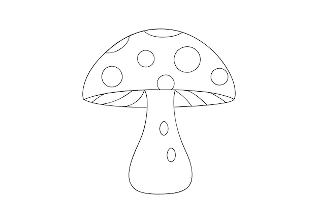 Arte de línea continua de hongos Minimalista de hongos e ilustración de la naturaleza