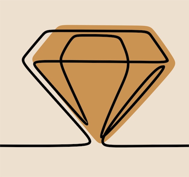 Arte de línea continua en línea de diamante brillante