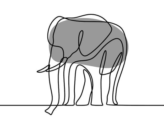 Arte de línea continua en línea de elefante