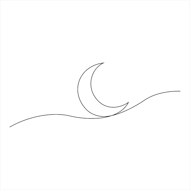 arte de línea continua de luna creciente