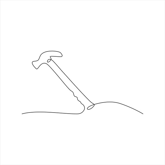 Arte de línea continua de martillo.
