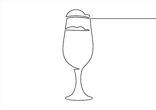 Arte de línea continua o dibujo de una línea de vaso de cerveza