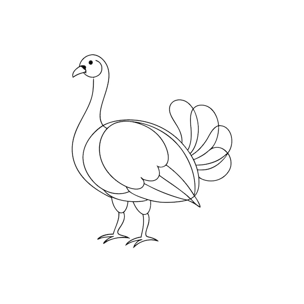 Arte de línea continua de la página de colorear pájaros de pavo