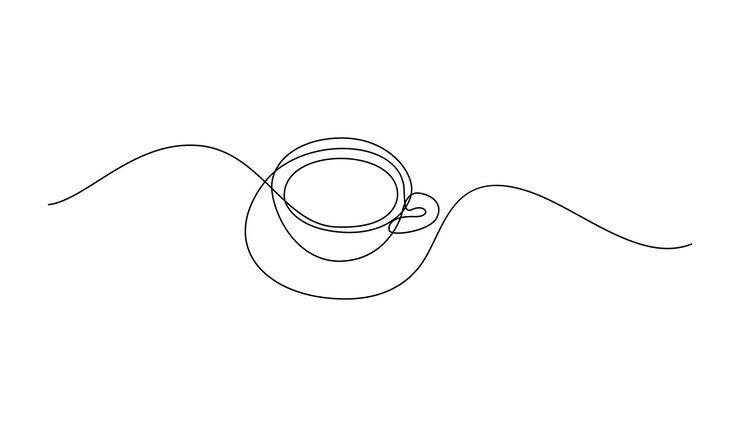 Vector arte de línea continua de taza taza de café o té dibujo de una línea bebida caliente con vapor