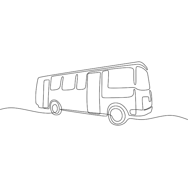 Vector arte de línea continua única de un autobús