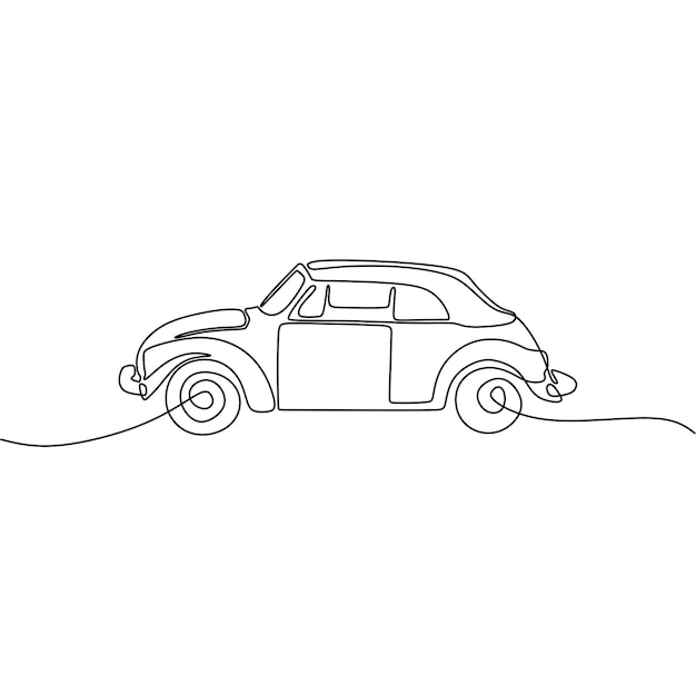 Arte de línea continua única de automóviles clásicos