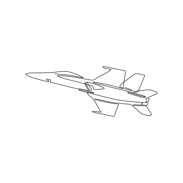 Arte de línea continua única de avión de combate