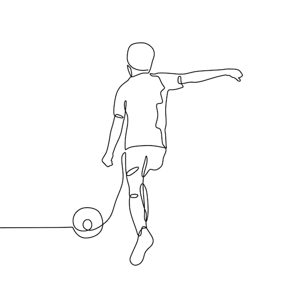 Arte de línea continua única de un hombre jugando al fútbol.