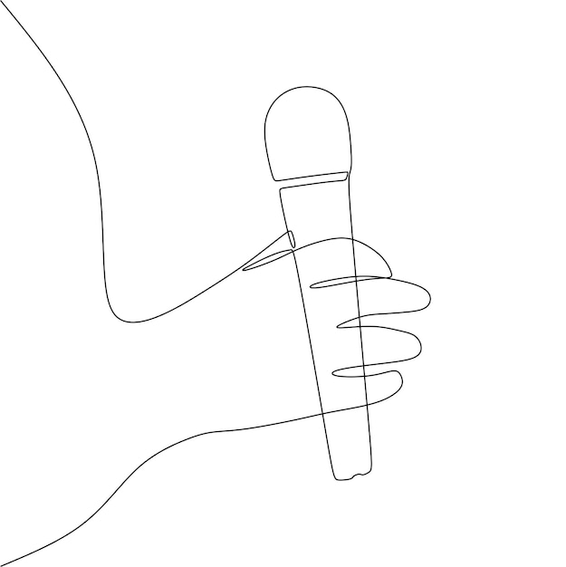 Arte de línea continua única del micrófono de la mano