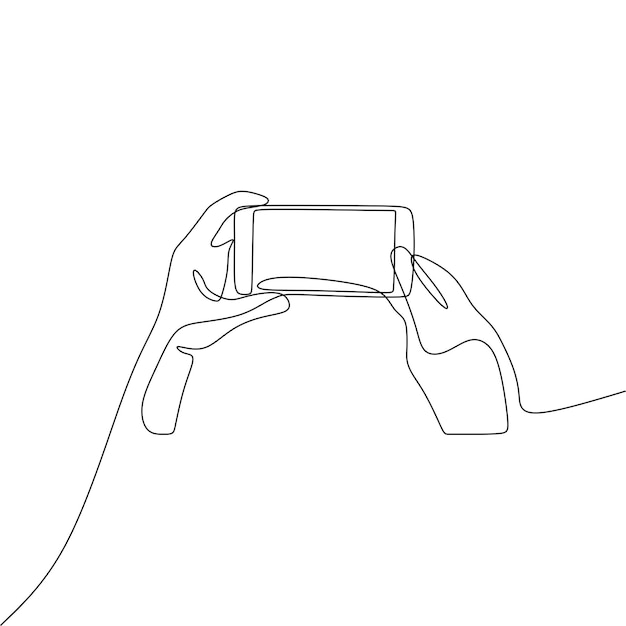 Arte de línea continua única de sostener el teléfono con la mano