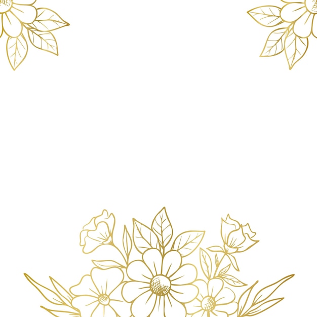 Arte de línea dibujado a mano esquina floral borde elegante