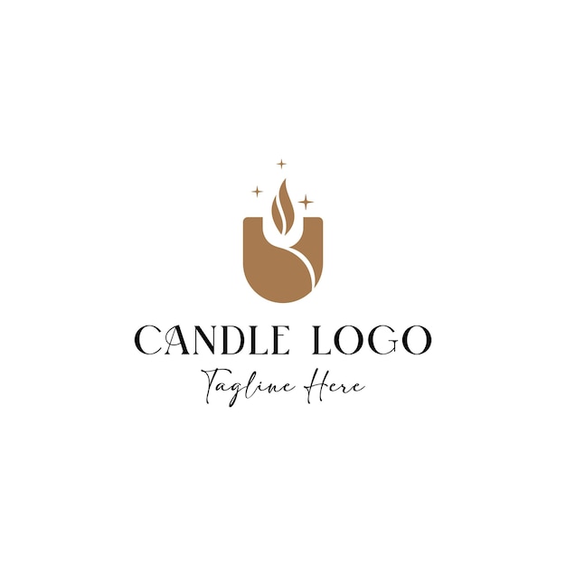 Arte de línea dibujado a mano vector de vela de lujo ilustración plantilla de diseño de logotipo para negocios o marca