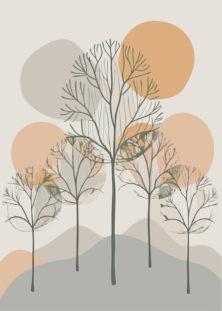 Arte de una línea de dibujo de árbol Decoración de pared de arte de línea continua mínima abstracta