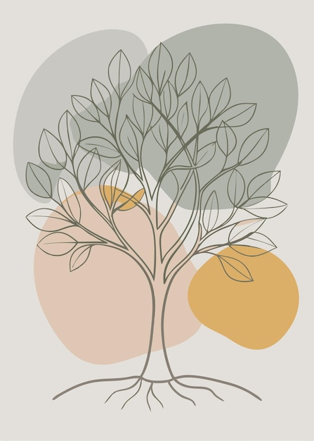 Arte de una línea de dibujo de árbol Decoración de pared de arte de línea continua mínima abstracta