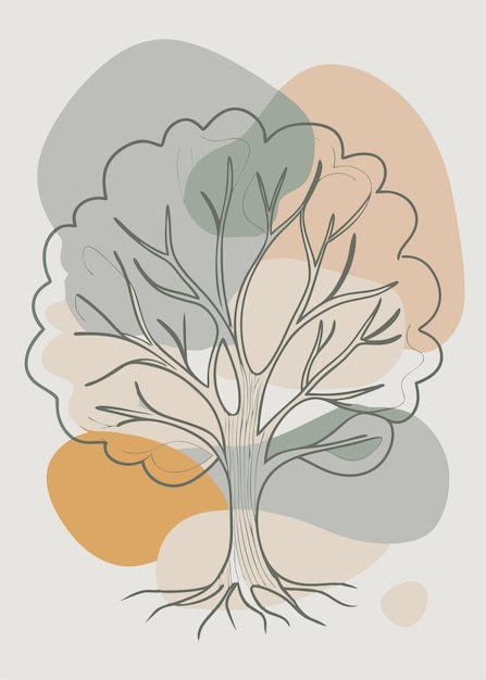 Arte de una línea de dibujo de árbol Decoración de pared de arte de línea continua mínima abstracta